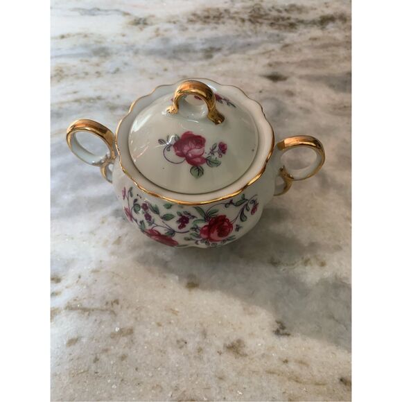 Pink China Vintage Floral Cream and Sugar Bowl #coffee #tea #roses - Picture 2 of 8
